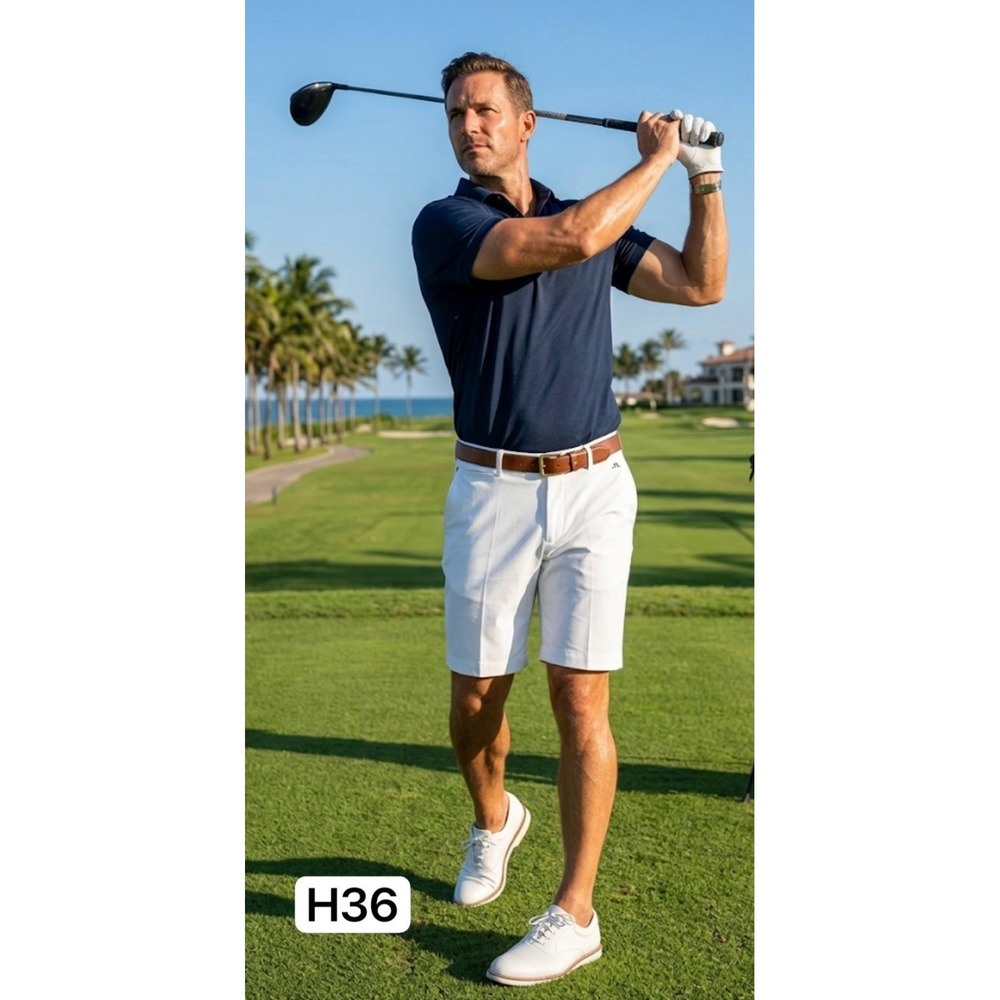 J.Lindeberg Men's Alex Regular Fit Micro Stretch White Golf Shorts Sz‎ 36-38